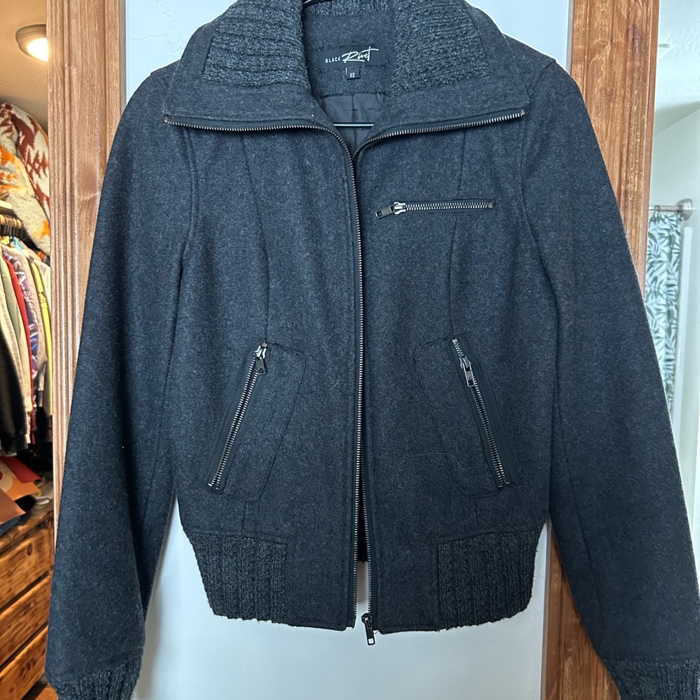 Dark charcoal gray bomber jacket